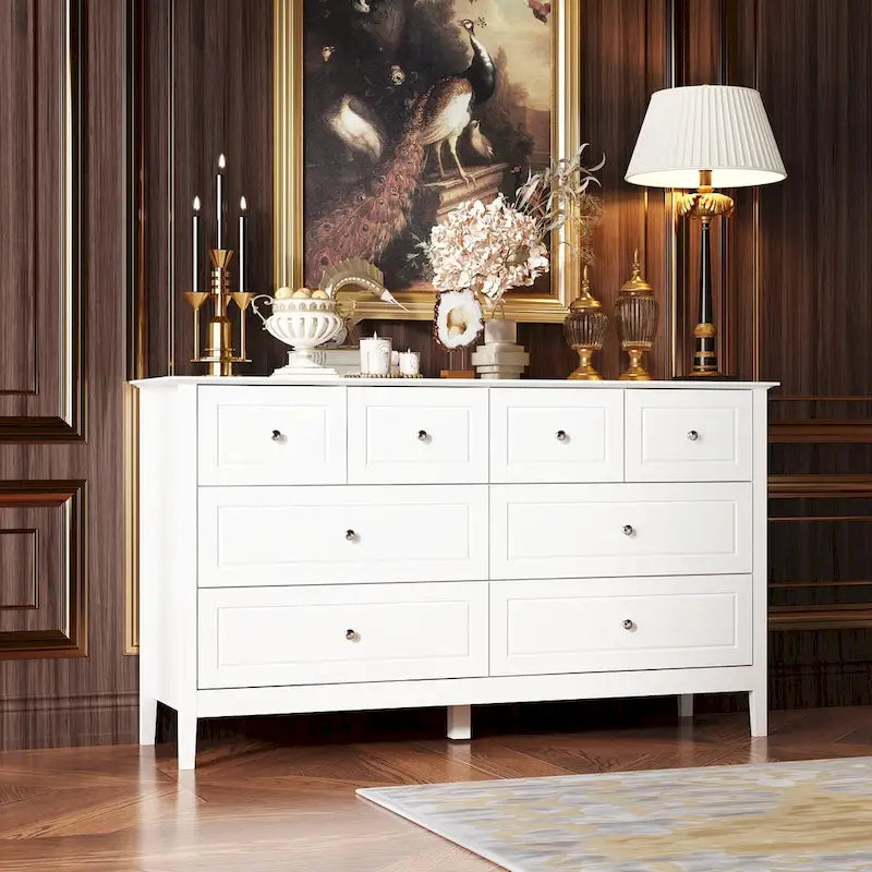 Commode met 6 lades en zilveren ronde knoppen