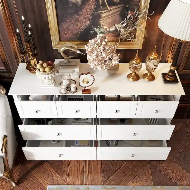 Commode met 6 lades en zilveren ronde knoppen