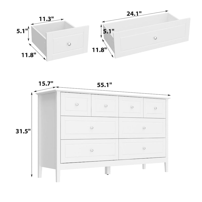 Commode met 6 lades en zilveren ronde knoppen