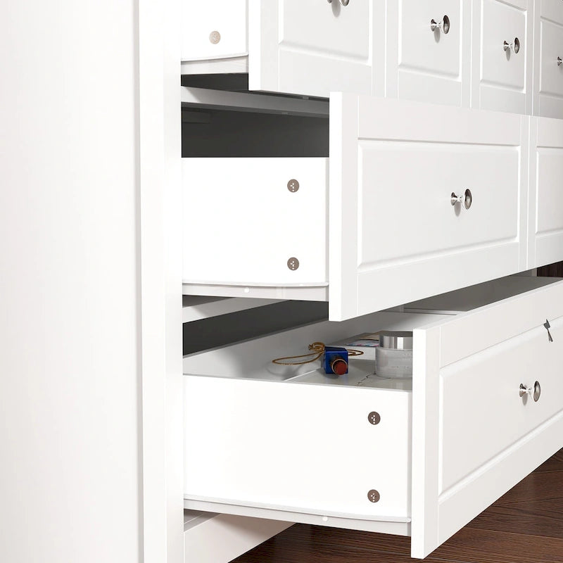 Commode met 6 lades en zilveren ronde knoppen