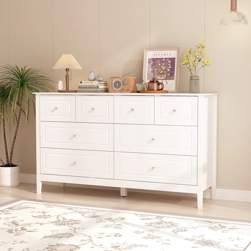 Commode met 6 lades en zilveren ronde knoppen