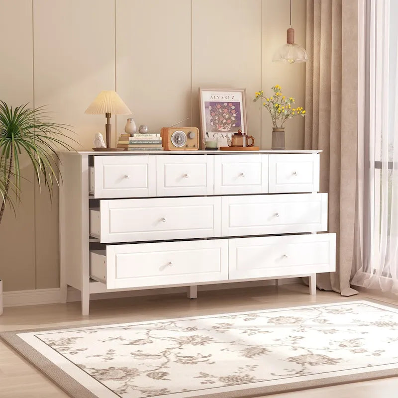 Commode met 6 lades en zilveren ronde knoppen