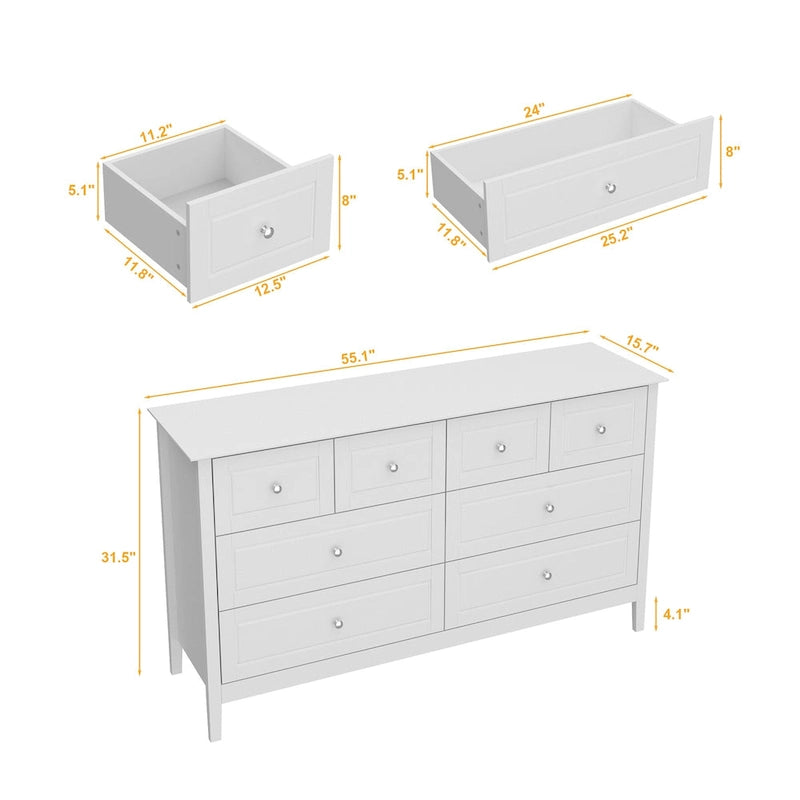 Commode met 6 lades en zilveren ronde knoppen