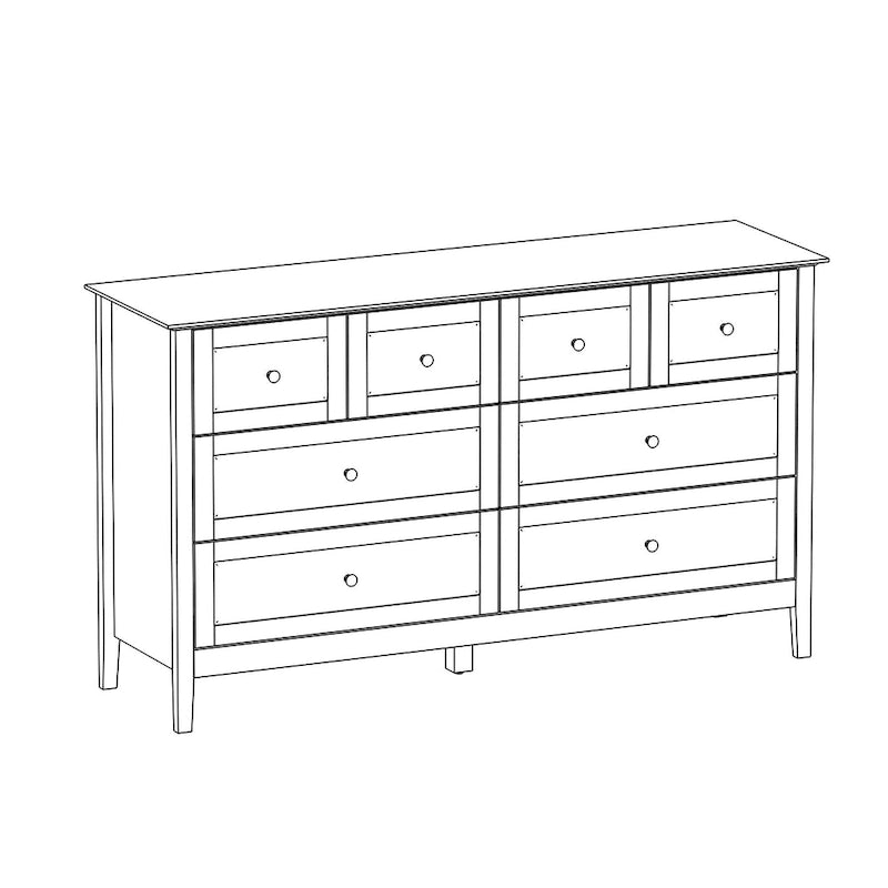 Commode met 6 lades en zilveren ronde knoppen
