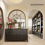 Commode met 6 lades en zilveren ronde knoppen