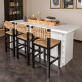 Willowbrook Solid Wood and Natural Woven Seagrass Rope Counter Stool