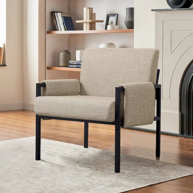 Gestoffeerde accentstoel met metalen frame