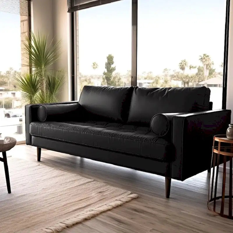 70,1" Fauxleren Sofa met Gecapitonneerde Zitting
