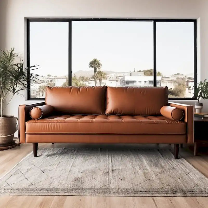 70,1" Fauxleren Sofa met Gecapitonneerde Zitting