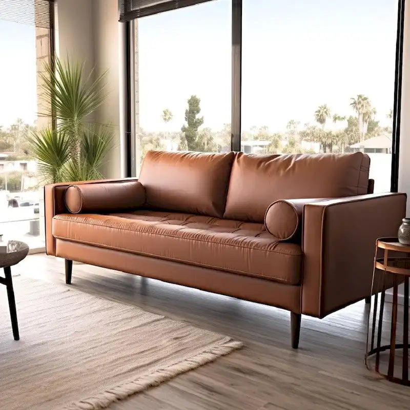 70,1" Fauxleren Sofa met Gecapitonneerde Zitting