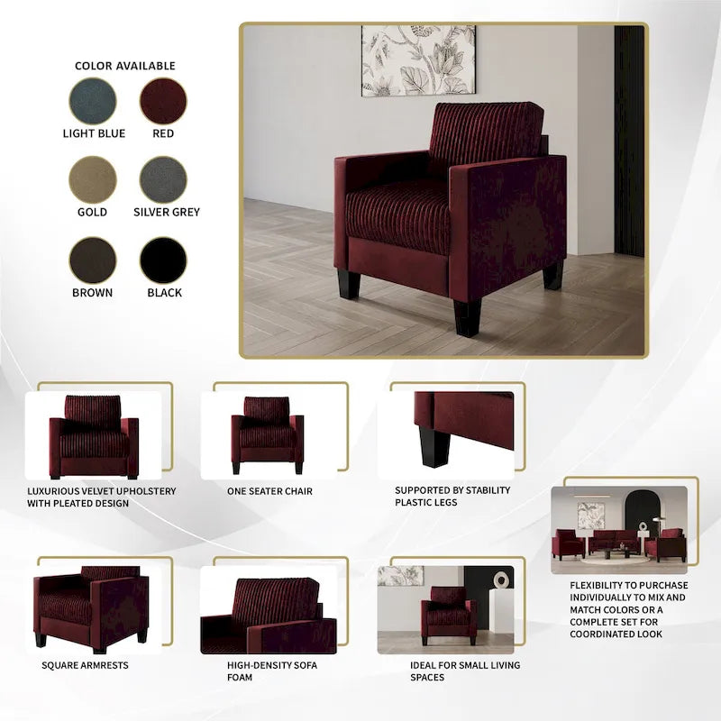 Corduroy Mid-Century Modern Fluweel Beklede Fauteuil