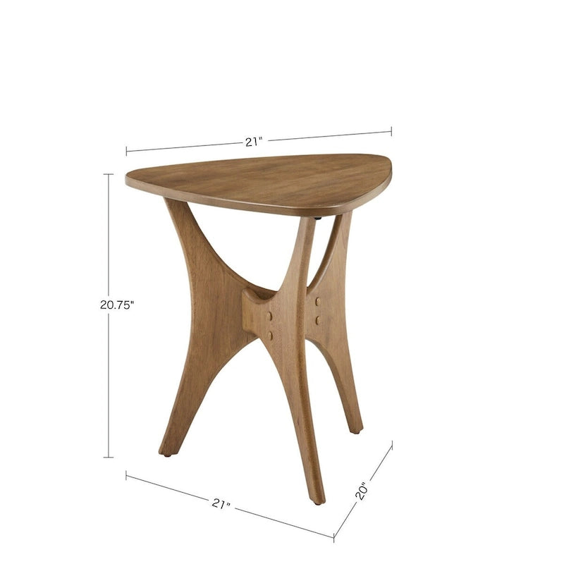 Driehoekige houten bijzettafel – Moderne accenttafel voor woonkamer, slaapkamer en studio