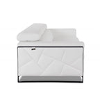89" Wit Italiaans Lederen Bank met Zilveren Poten - 35 H x 89 B x 43 D