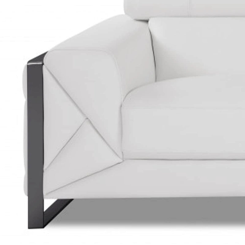 89" Wit Italiaans Lederen Bank met Zilveren Poten - 35 H x 89 B x 43 D