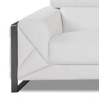 89" Wit Italiaans Lederen Bank met Zilveren Poten - 35 H x 89 B x 43 D