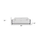 89" Wit Italiaans Lederen Bank met Zilveren Poten - 35 H x 89 B x 43 D