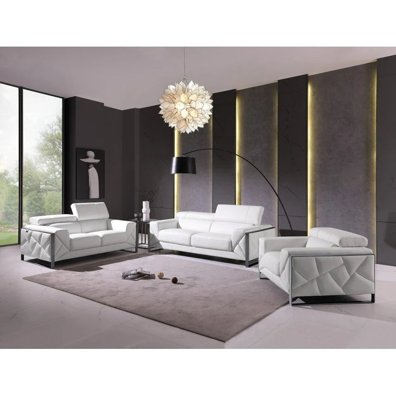 89" Wit Italiaans Lederen Bank met Zilveren Poten - 35 H x 89 B x 43 D