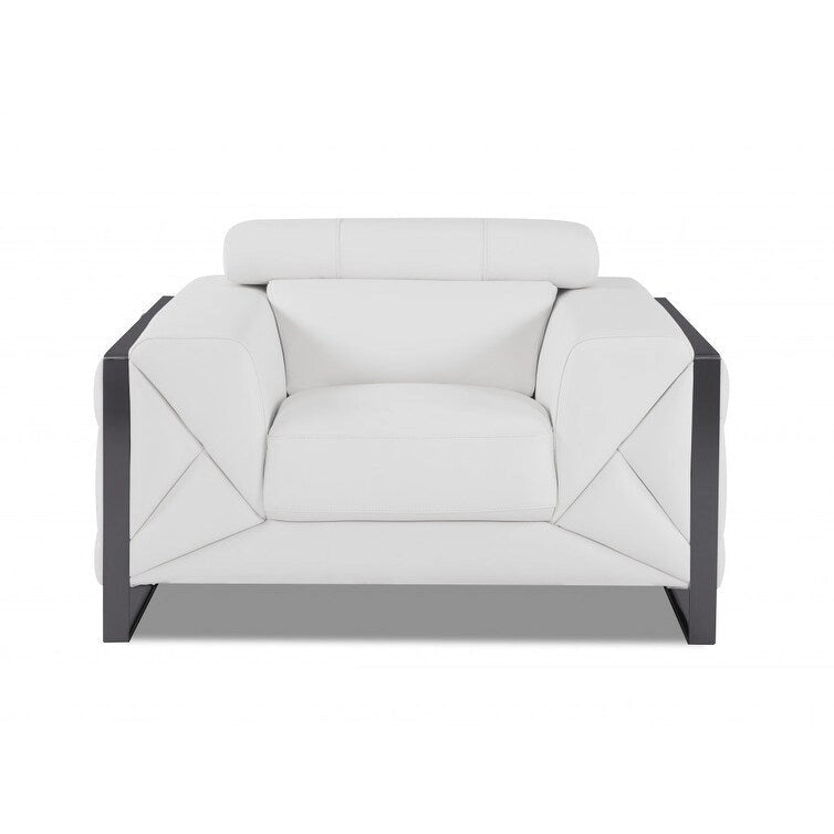 89" Wit Italiaans Lederen Bank met Zilveren Poten - 35 H x 89 B x 43 D