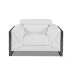 89" Wit Italiaans Lederen Bank met Zilveren Poten - 35 H x 89 B x 43 D