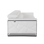 89" Wit Italiaans Lederen Bank met Zilveren Poten - 35 H x 89 B x 43 D