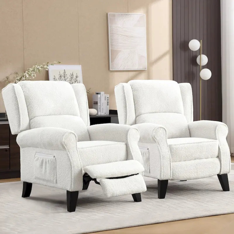 Handmatige Pushback Relaxfauteuil met Oorfauteuil en Voetensteun