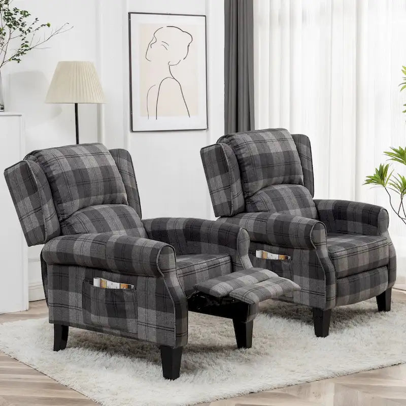 Handmatige Pushback Relaxfauteuil met Oorfauteuil en Voetensteun