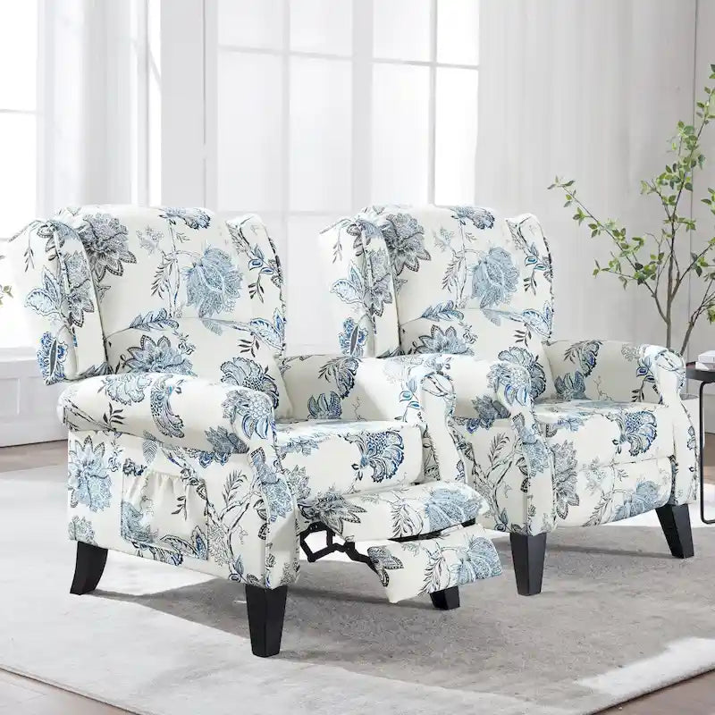 Handmatige Pushback Relaxfauteuil met Oorfauteuil en Voetensteun