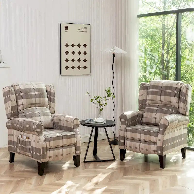 Handmatige Pushback Relaxfauteuil met Oorfauteuil en Voetensteun