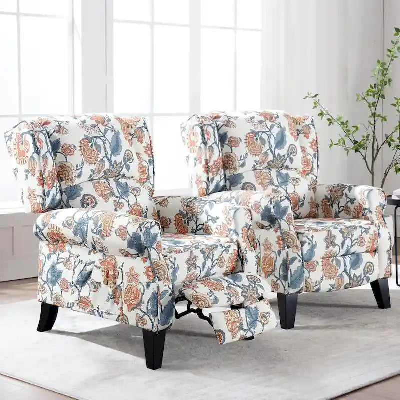 Handmatige Pushback Relaxfauteuil met Oorfauteuil en Voetensteun