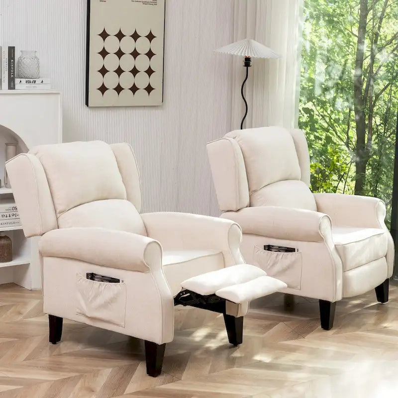 Handmatige Pushback Relaxfauteuil met Oorfauteuil en Voetensteun