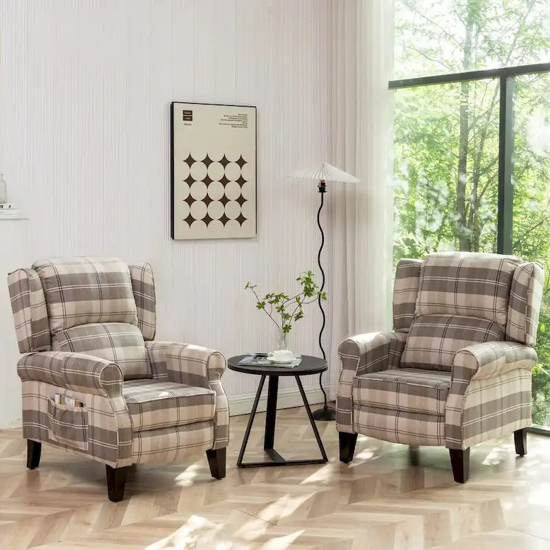 Handmatige Pushback Relaxfauteuil met Oorfauteuil en Voetensteun