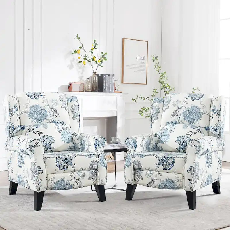 Handmatige Pushback Relaxfauteuil met Oorfauteuil en Voetensteun