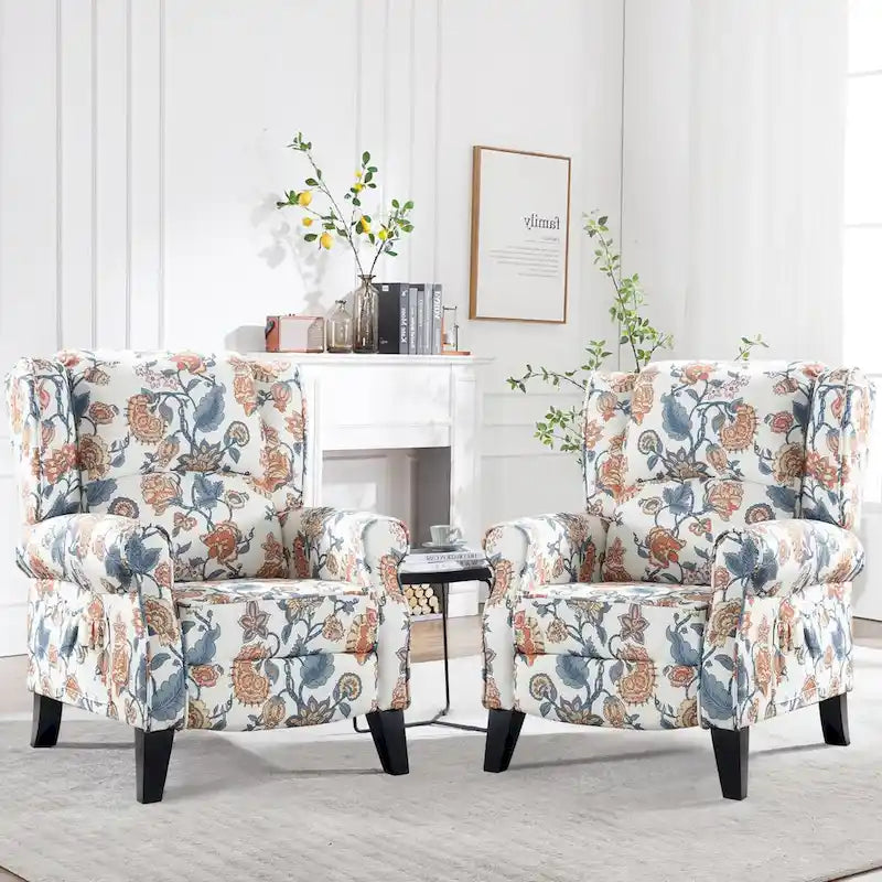 Handmatige Pushback Relaxfauteuil met Oorfauteuil en Voetensteun