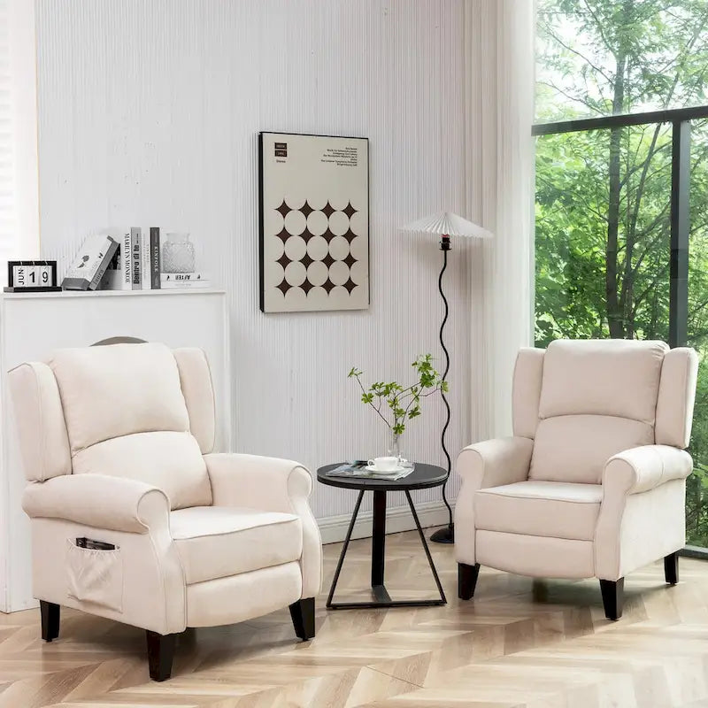 Handmatige Pushback Relaxfauteuil met Oorfauteuil en Voetensteun