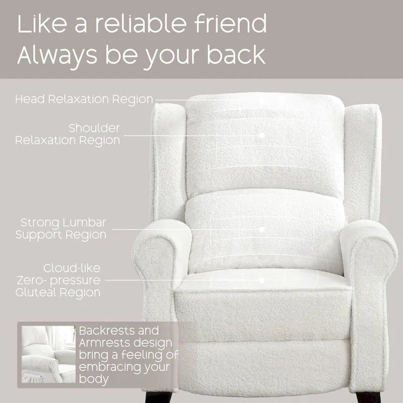 Handmatige Pushback Relaxfauteuil met Oorfauteuil en Voetensteun