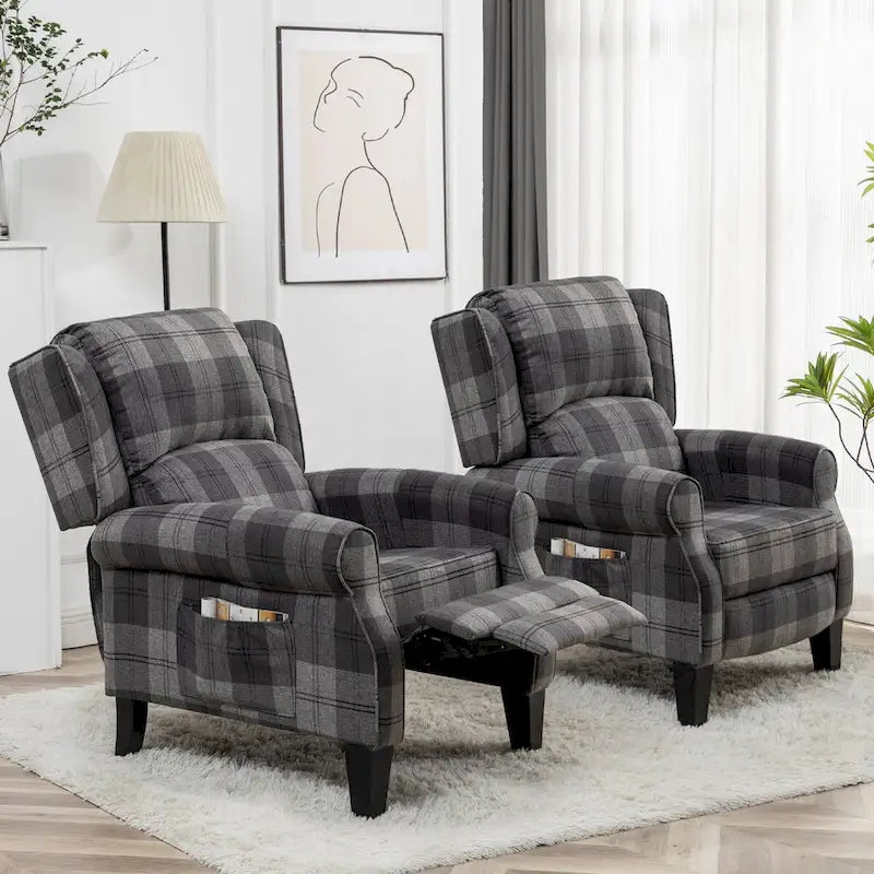 Handmatige Pushback Relaxfauteuil met Oorfauteuil en Voetensteun