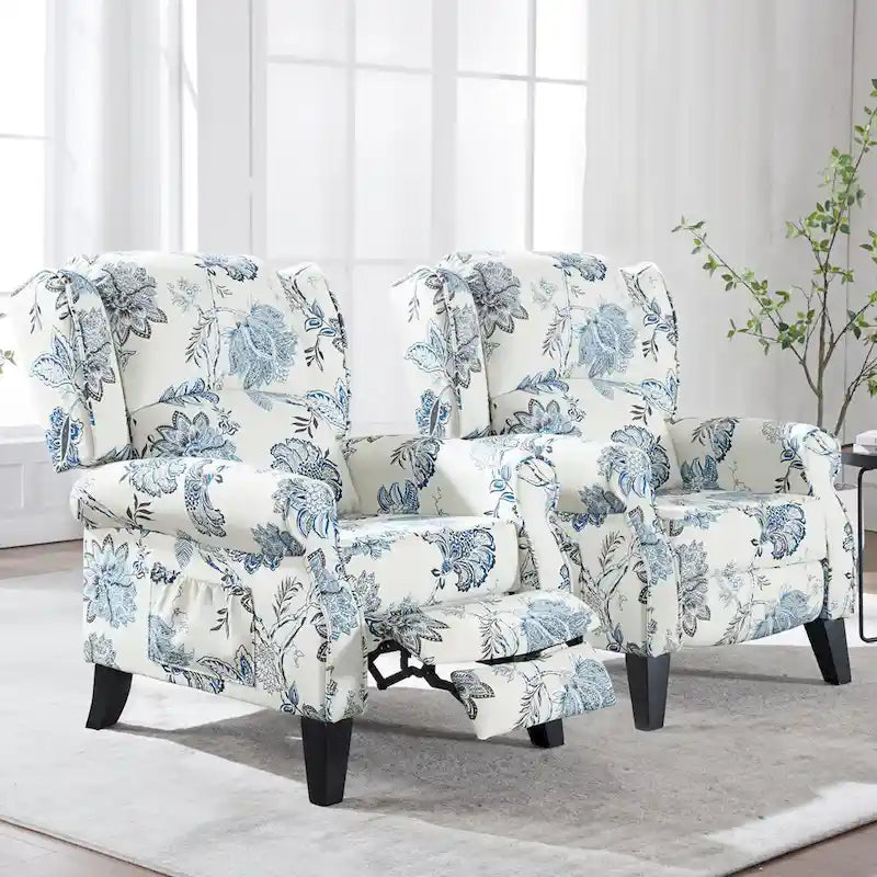 Handmatige Pushback Relaxfauteuil met Oorfauteuil en Voetensteun