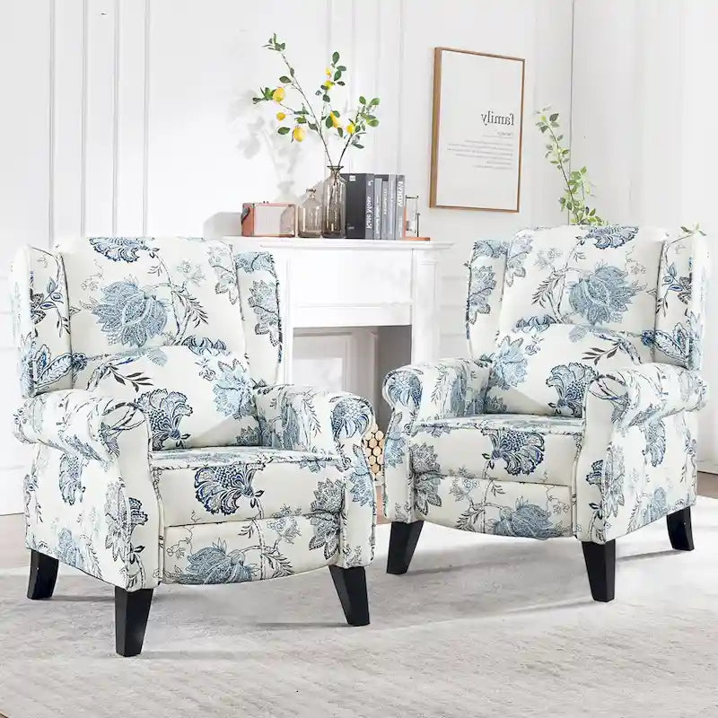Handmatige Pushback Relaxfauteuil met Oorfauteuil en Voetensteun