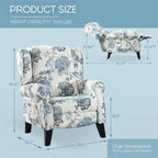 Handmatige Pushback Relaxfauteuil met Oorfauteuil en Voetensteun