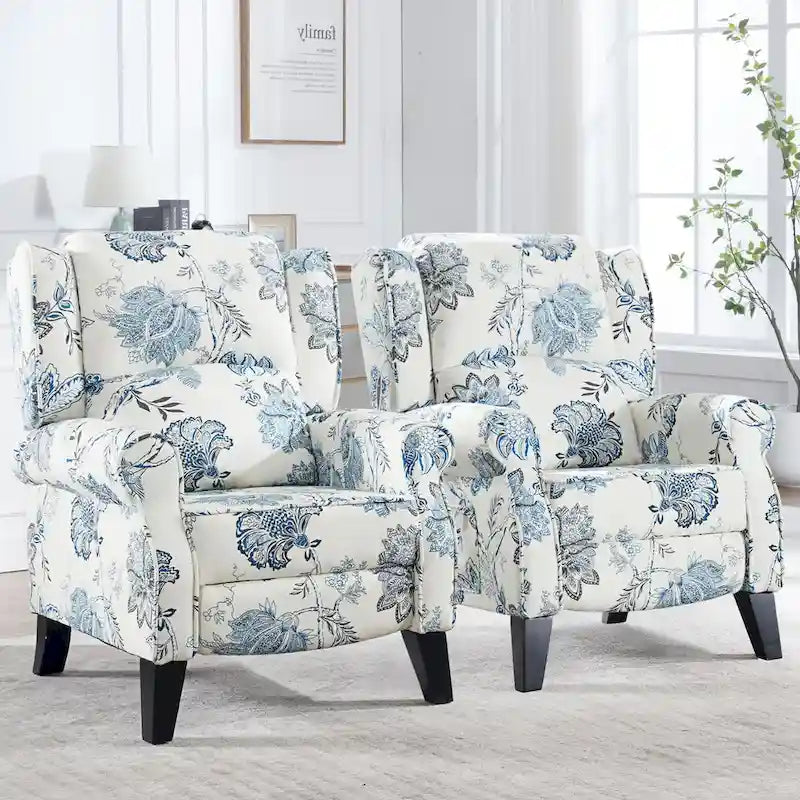 Handmatige Pushback Relaxfauteuil met Oorfauteuil en Voetensteun