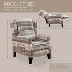 Handmatige Pushback Relaxfauteuil met Oorfauteuil en Voetensteun