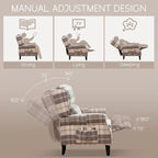 Handmatige Pushback Relaxfauteuil met Oorfauteuil en Voetensteun