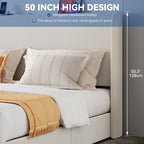 Opklapbaar bedframe met opbergruimte, USB-poorten en gestoffeerd hoofdbord