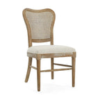 Farmhouse Rubberwood Eetkamerstoelen met Rieten Rugleuning (Set van 2)