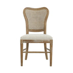 Farmhouse Rubberwood Eetkamerstoelen met Rieten Rugleuning (Set van 2)