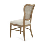 Farmhouse Rubberwood Eetkamerstoelen met Rieten Rugleuning (Set van 2)