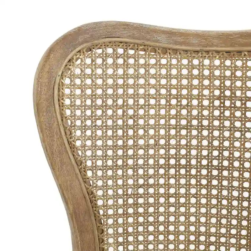 Farmhouse Rubberwood Eetkamerstoelen met Rieten Rugleuning (Set van 2)
