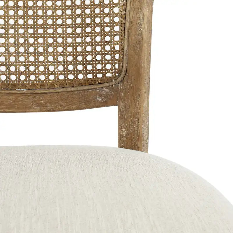 Farmhouse Rubberwood Eetkamerstoelen met Rieten Rugleuning (Set van 2)