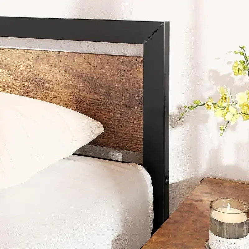 Metalen platformbedframe met hoofd- en voetbord