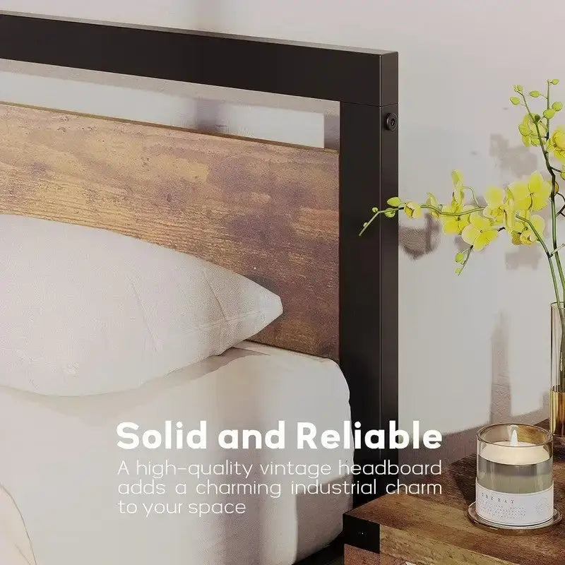 Metalen platformbedframe met hoofd- en voetbord